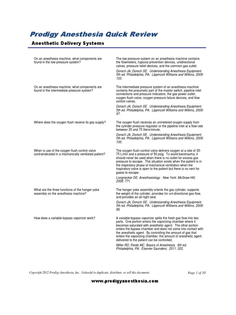 Anesthetic Delivery Systems | PDF | Anesthesia | Clinical Medicine