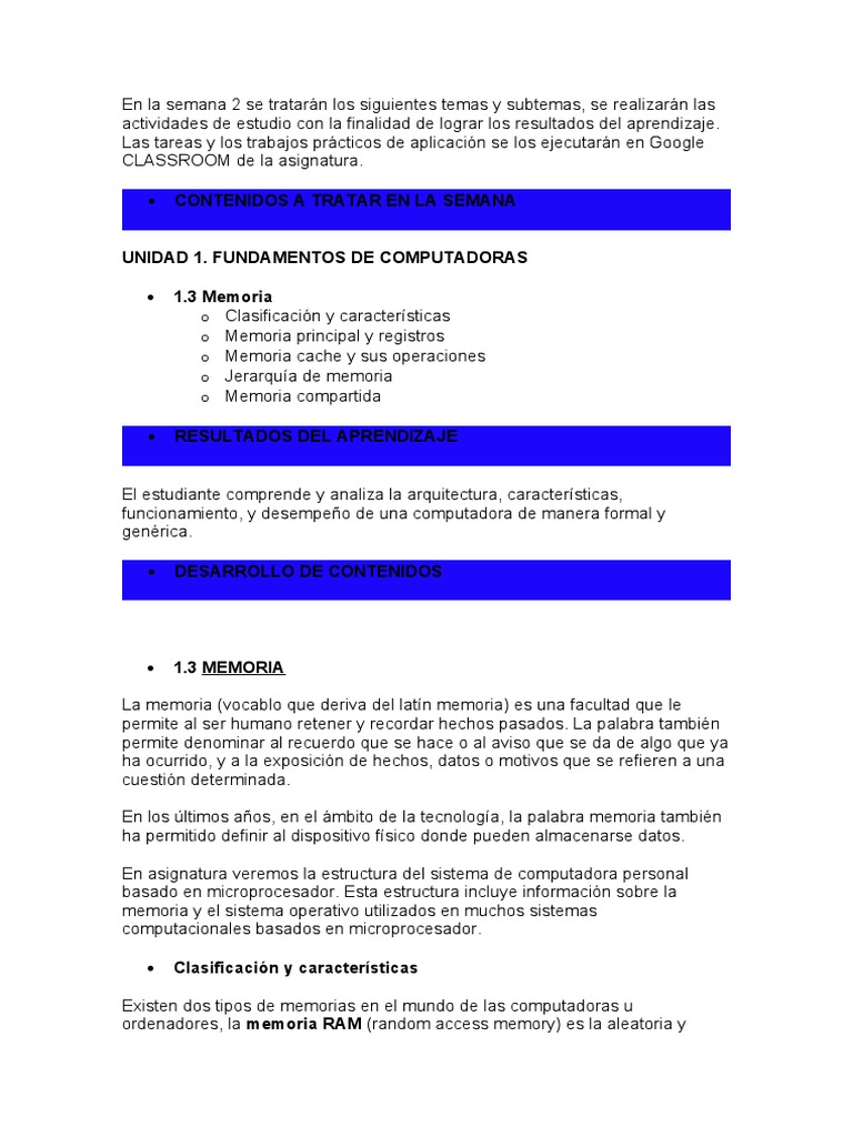 Fundamentos de Memoria en Computadoras | PDF | Almacenamiento de datos ...