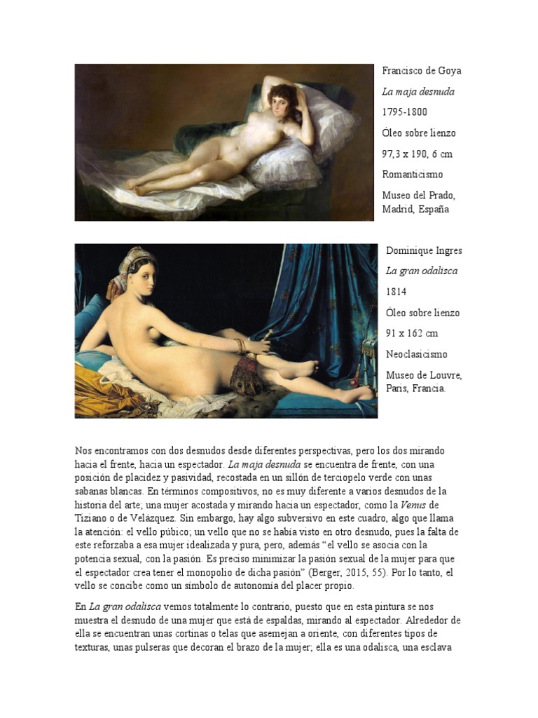 Comparación Desnudo Romatico y Neoclasico PDF Artes plásticas Pinturas