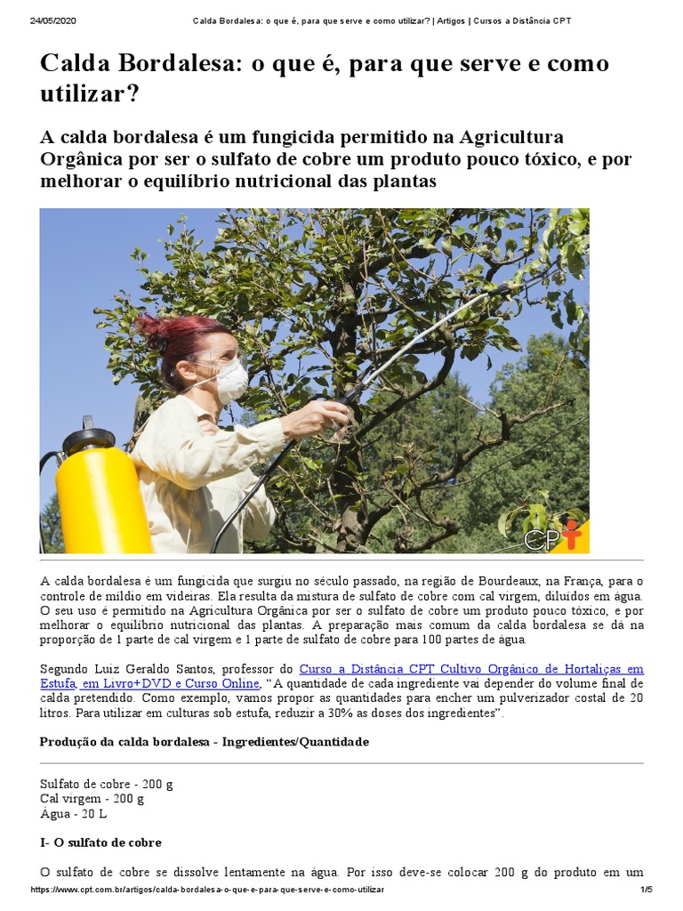 Calda Bordalesa - o Que É, para Que Serve e Como Utilizar - Artigos ...