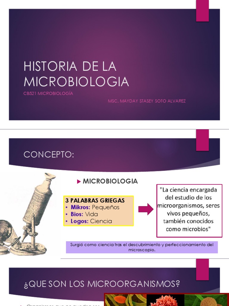 Historia de La Microbiologia | PDF | Microbiología | Luis Pasteur