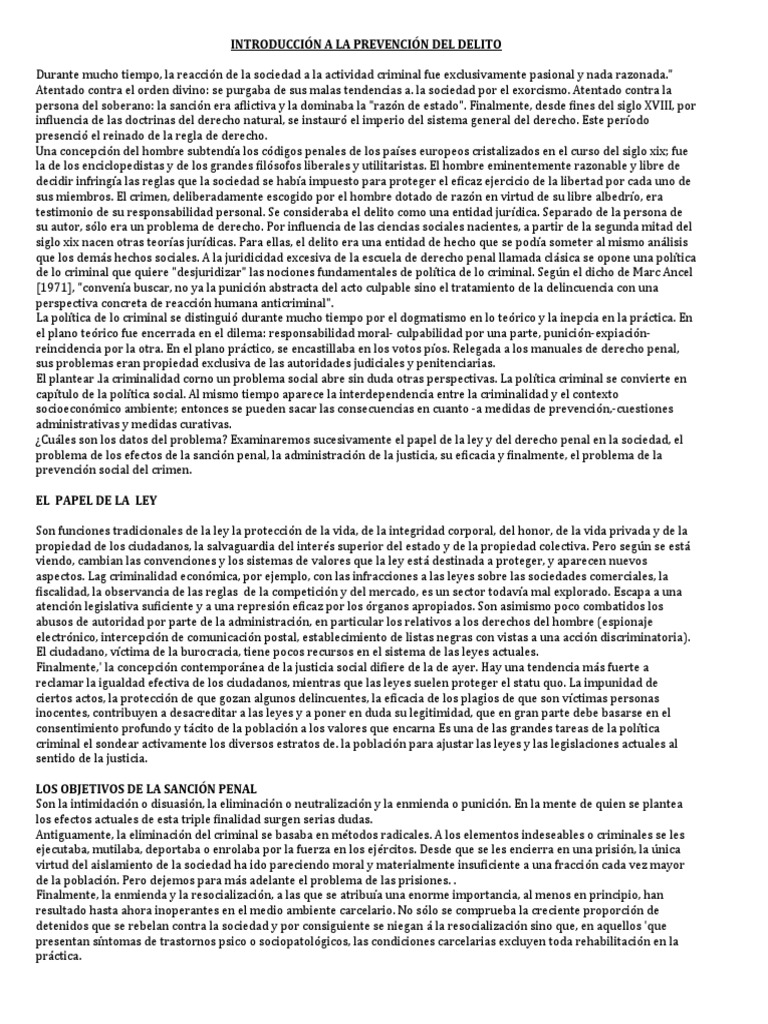 Introducción A La Prevención Del Delito | PDF | Derecho penal | Policía