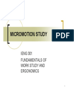 Micromotion Study: IENG 301 Fundamentals of Work Study and Ergonomics