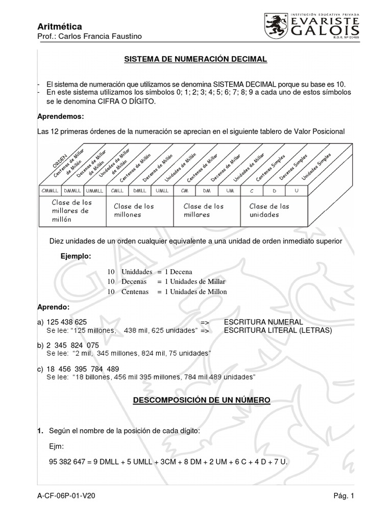 Sistema de Numeración Decimal: Guía Completa | PDF | Decimal | Tradiciones