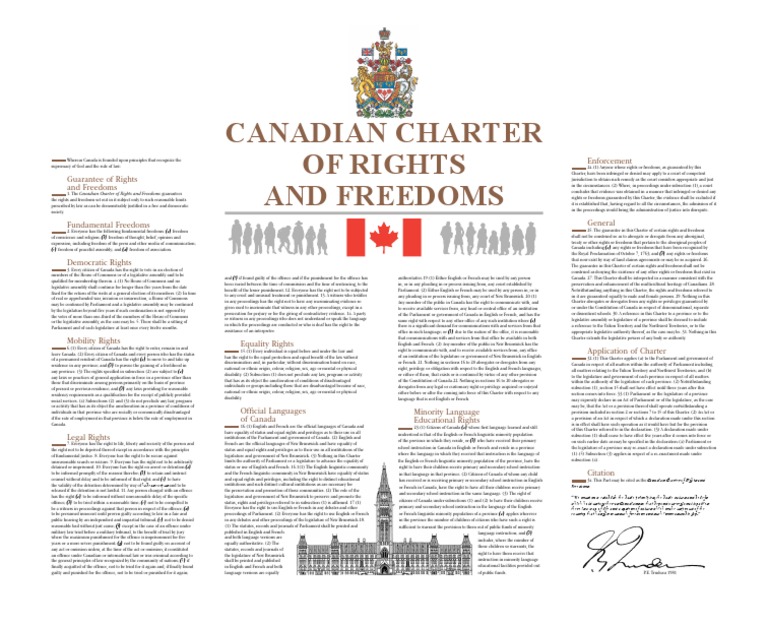 Canadian Charter Rights Freedoms Eng | PDF | Canada | Rights