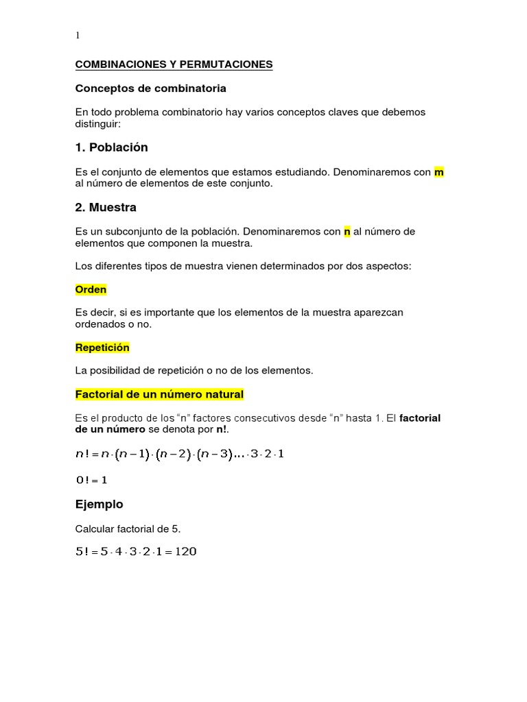 Combinaciones y Permutaciones Explicadas | PDF | Permutación | Combinatoria