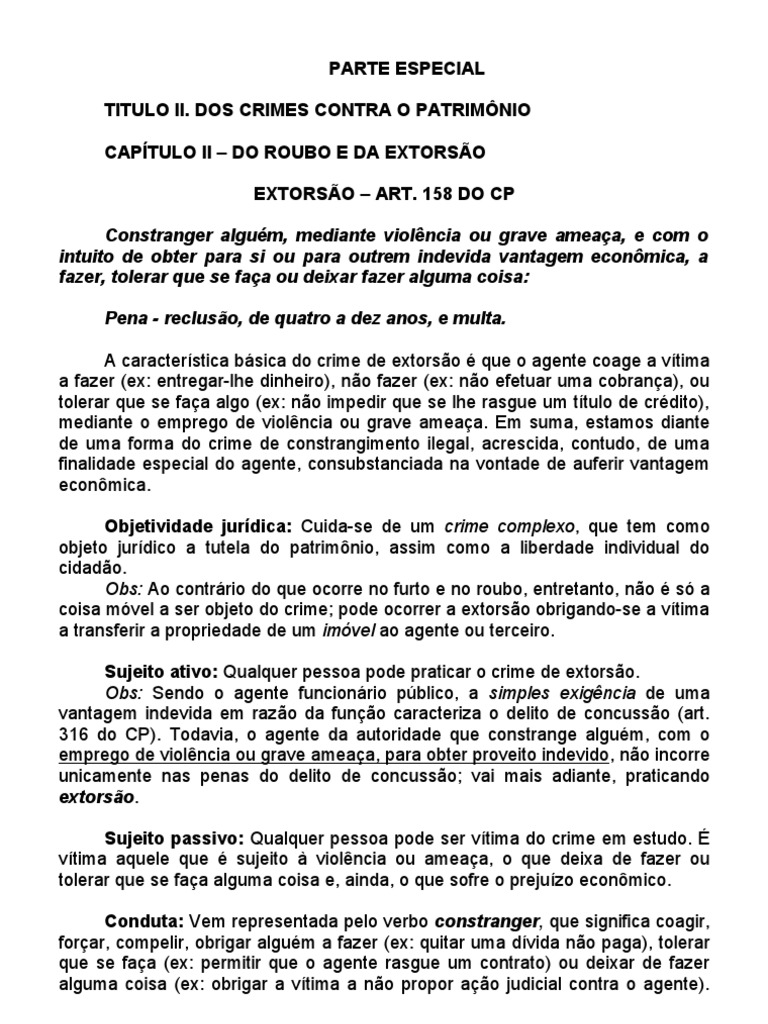 Extorsão: Definição e Penalidades | PDF | Extorsão | Má conduta