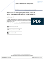 The Role of Top Management Teams in Hospitals Facing Strategic Change: Effects On Performance