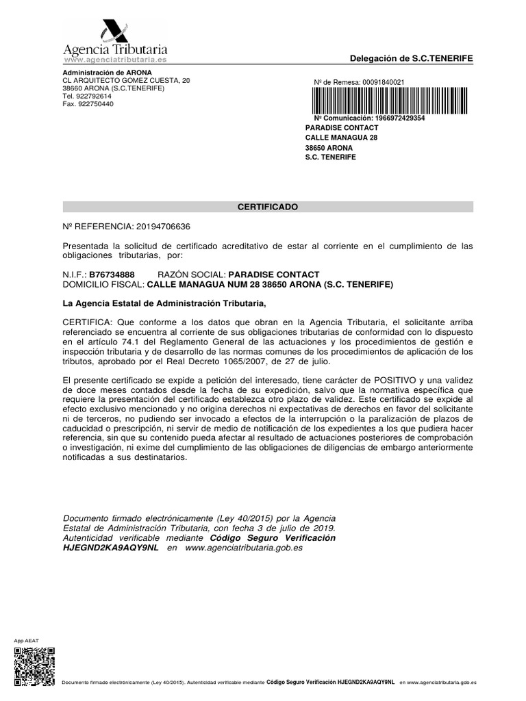 Certificado Tributario | PDF | Gobierno | Justicia