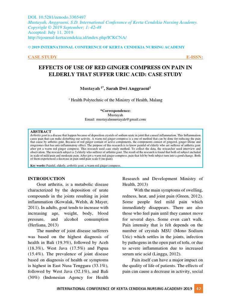 Jurnal Kompres Dengan Jahe Merah PDF Gout Arthritis