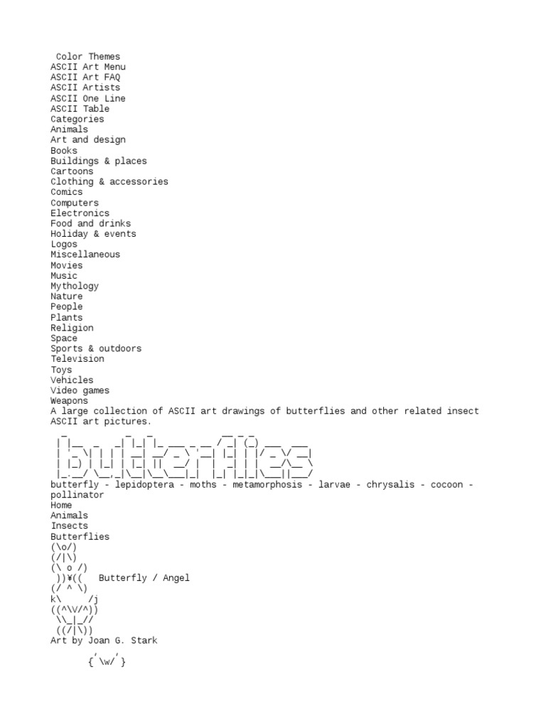 ASCII Art for Enthusiasts | PDF | Pupa | Zoology