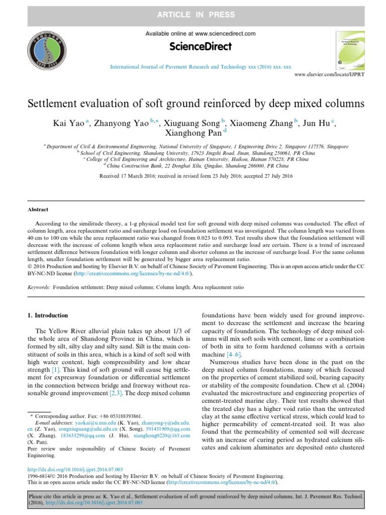 Settlement Analysis of Deep Mixed Columns | PDF | Geotechnical ...