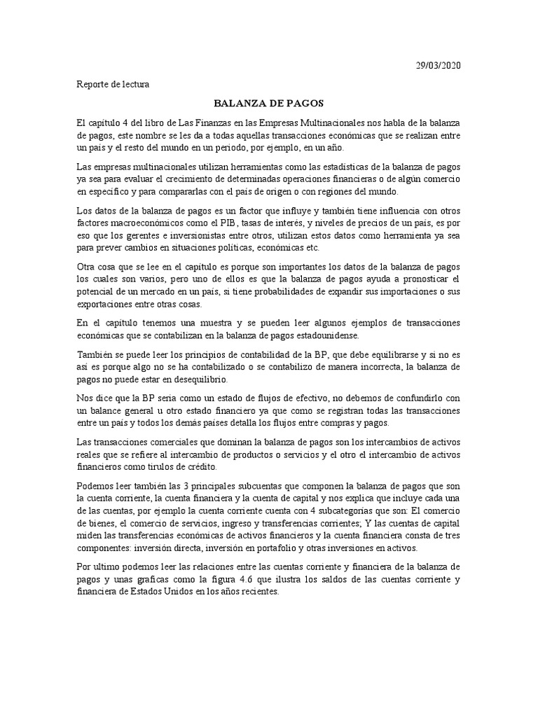 Balanza de Pagos | PDF | Balance de pagos | Economias