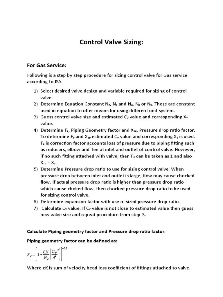 Control Valve Sizing for Gas Service | PDF | Materials Science | Gases