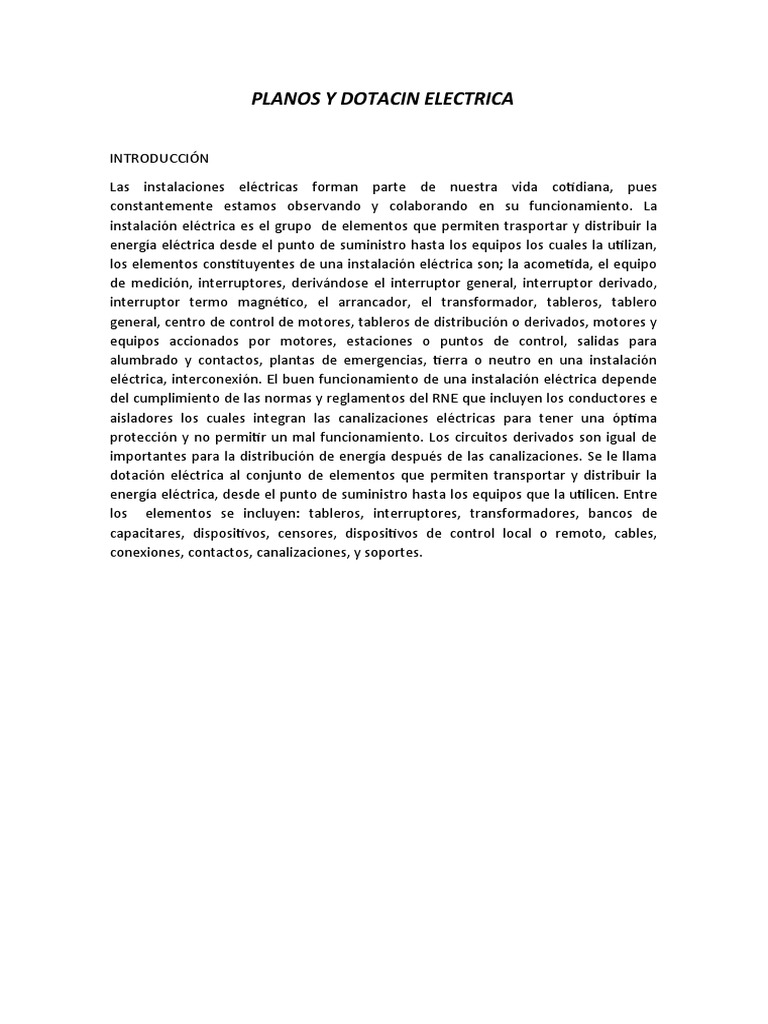 Pliego Técnico: Dotación Eléctrica RIC 18 | PDF | Cableado eléctrico ...