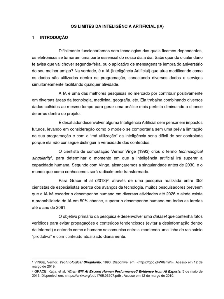 Limites da Inteligência Artificial na Sociedade | PDF | Inteligência ...