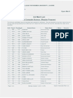 Lahore College For Women Universtiy, BS (Computer Science) (Regular) 3rd Merit List