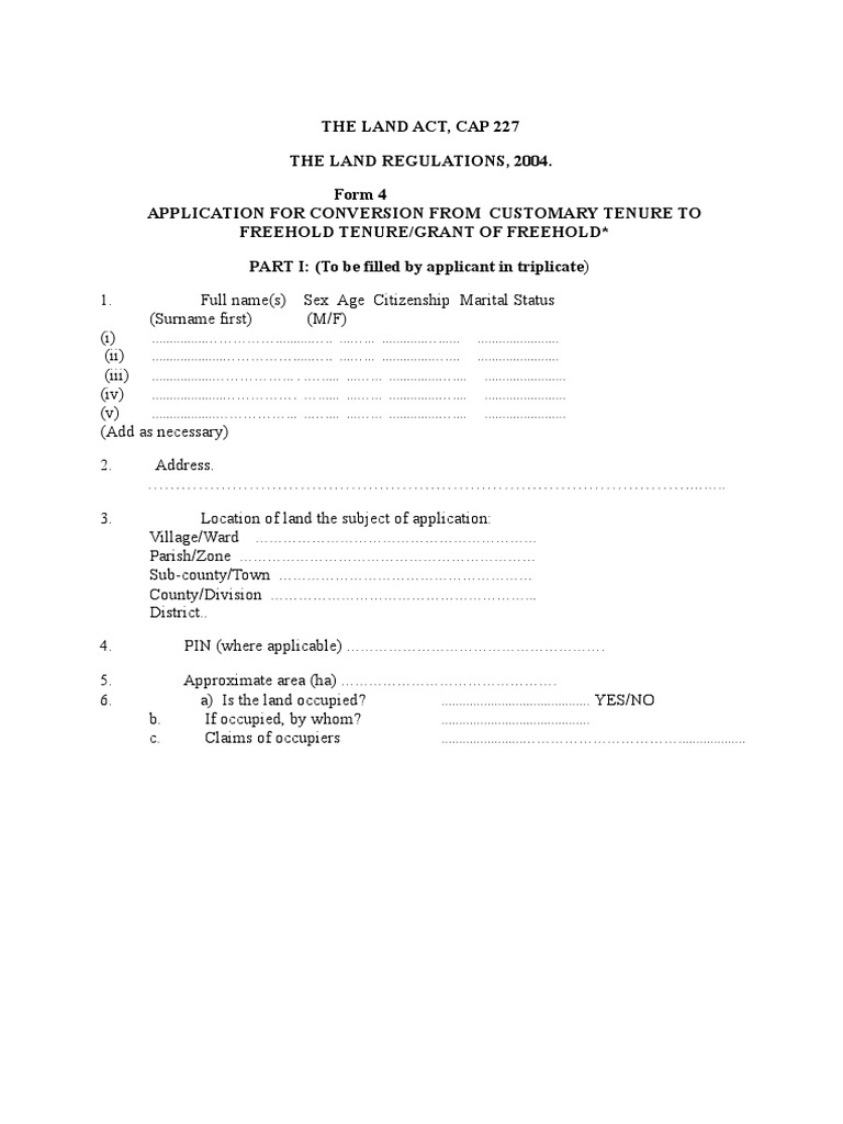 Application for Land Conversion in Uganda | PDF | Government | Justice