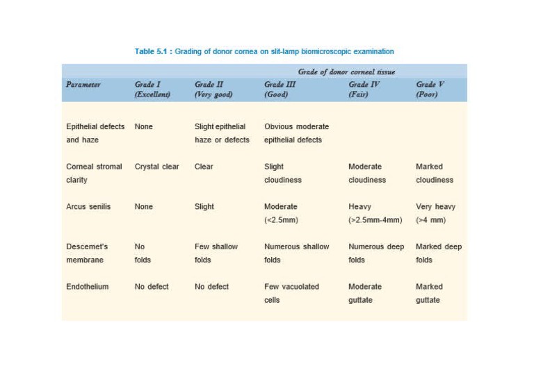 Grading of Donor Cornea On Slit-Lamp Biomicroscopic Examination | PDF