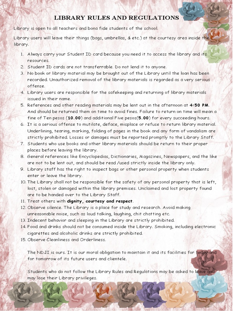 Library Rules and Regulations | Download Free PDF | Justice | Crime ...