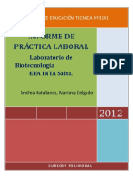 INFORME DE PRÁCTICA LABORAL - Laboratorio de Biotecnologí - EEA INTA Salta.