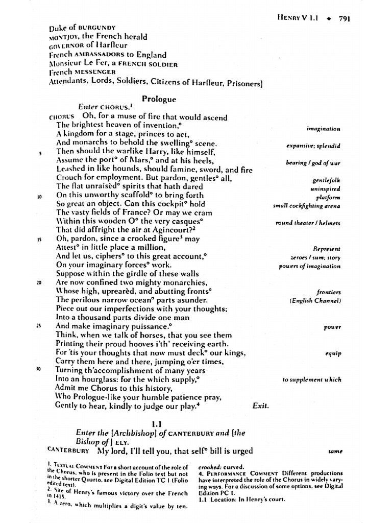 Prologue To King Henry V (Chorus) PDF