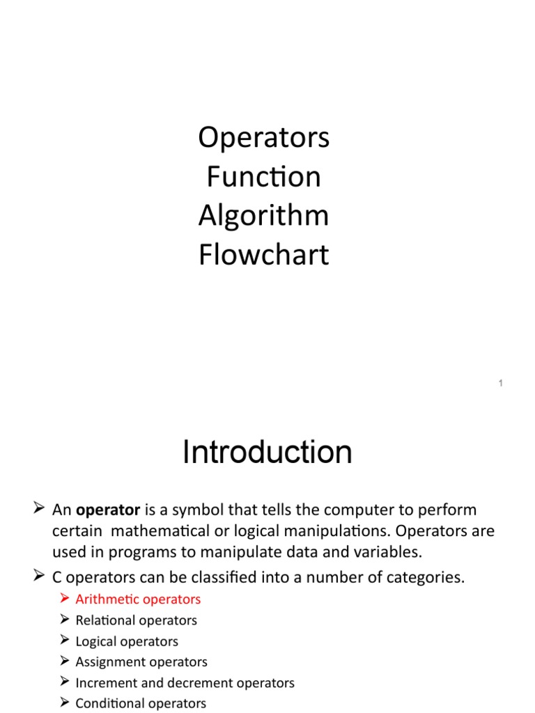 3 Operators, Function, Algorithm and Flowchart | PDF | Theoretical ...