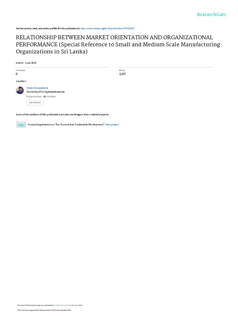 Market Orientation & Performance in SMEs | PDF | Marketing | Strategic ...