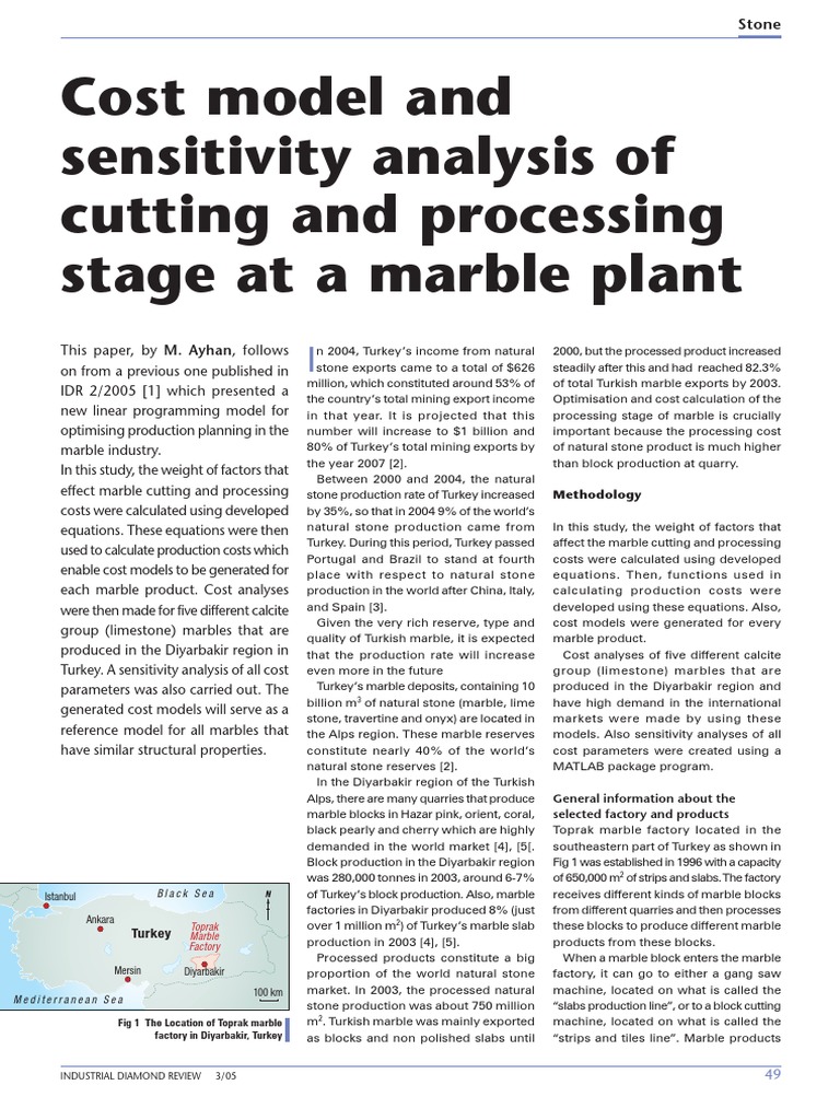 Cutting Cost Calculation PDF PDF Turkey Sensitivity Analysis