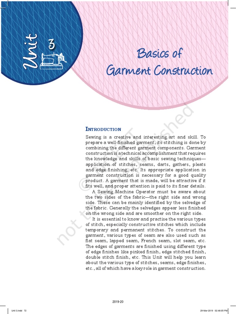Basics of Garment Construction PDF PDF Seam (Sewing) Sewing