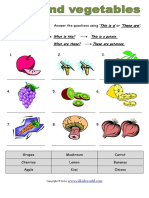 Food Fruit and Vegetables Plurals Worksheet