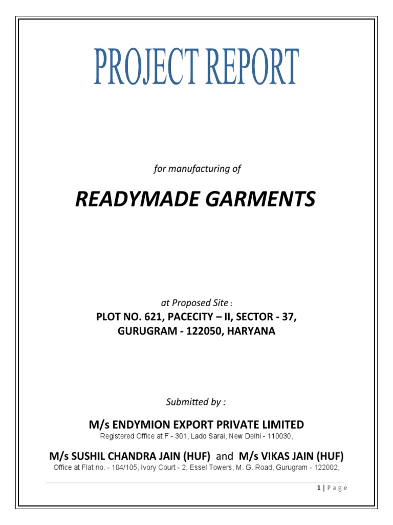 Project Report Garments PDF Clothing Textiles