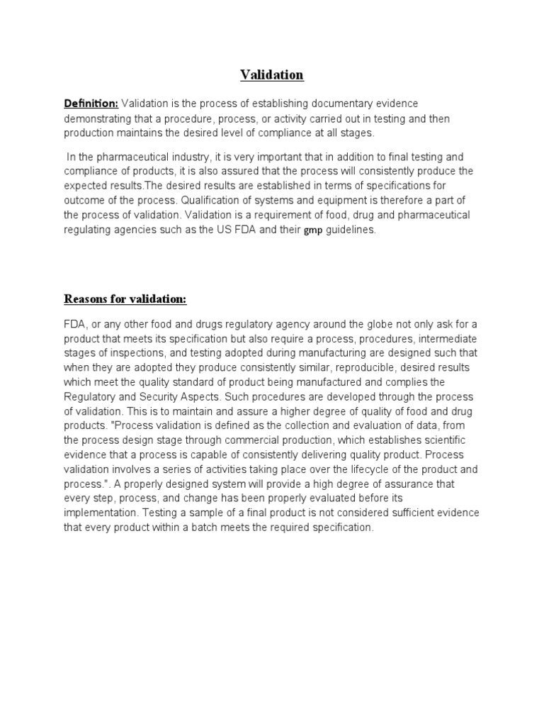 Pharmaceutical Validation Processes | PDF | Verification And Validation ...