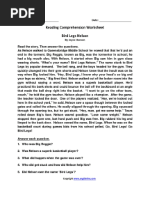 Reading Comprehension Worksheet Bird Legs Nelson