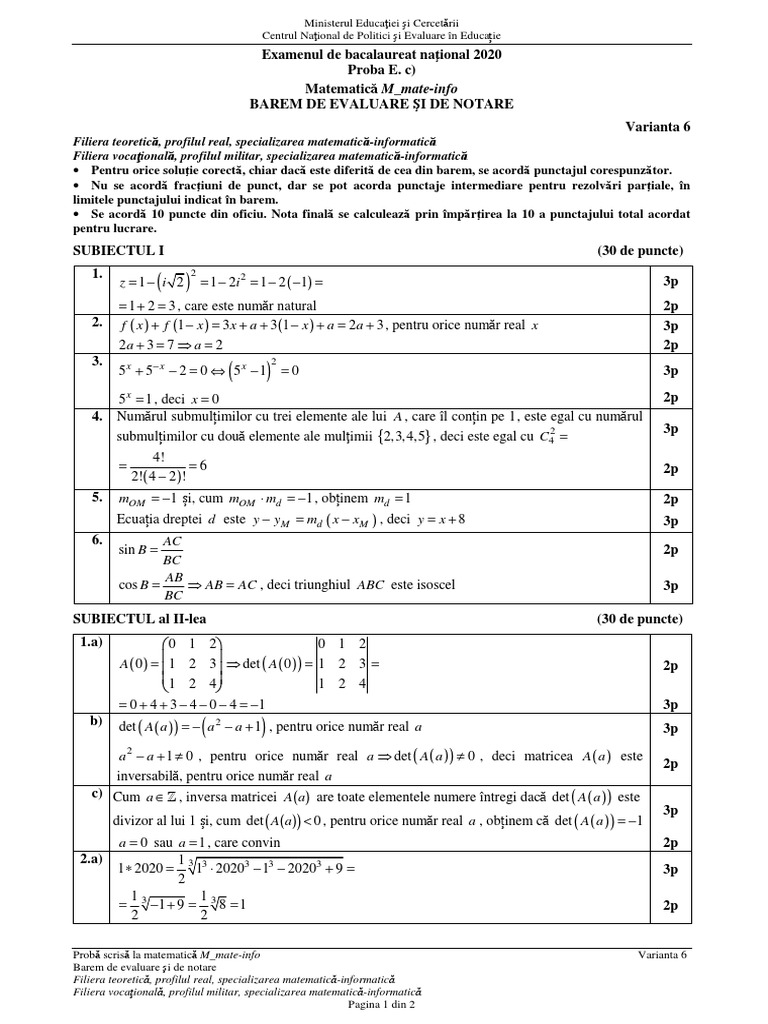 E c Matematica M MateInfo 2020 Bar 06 LRO