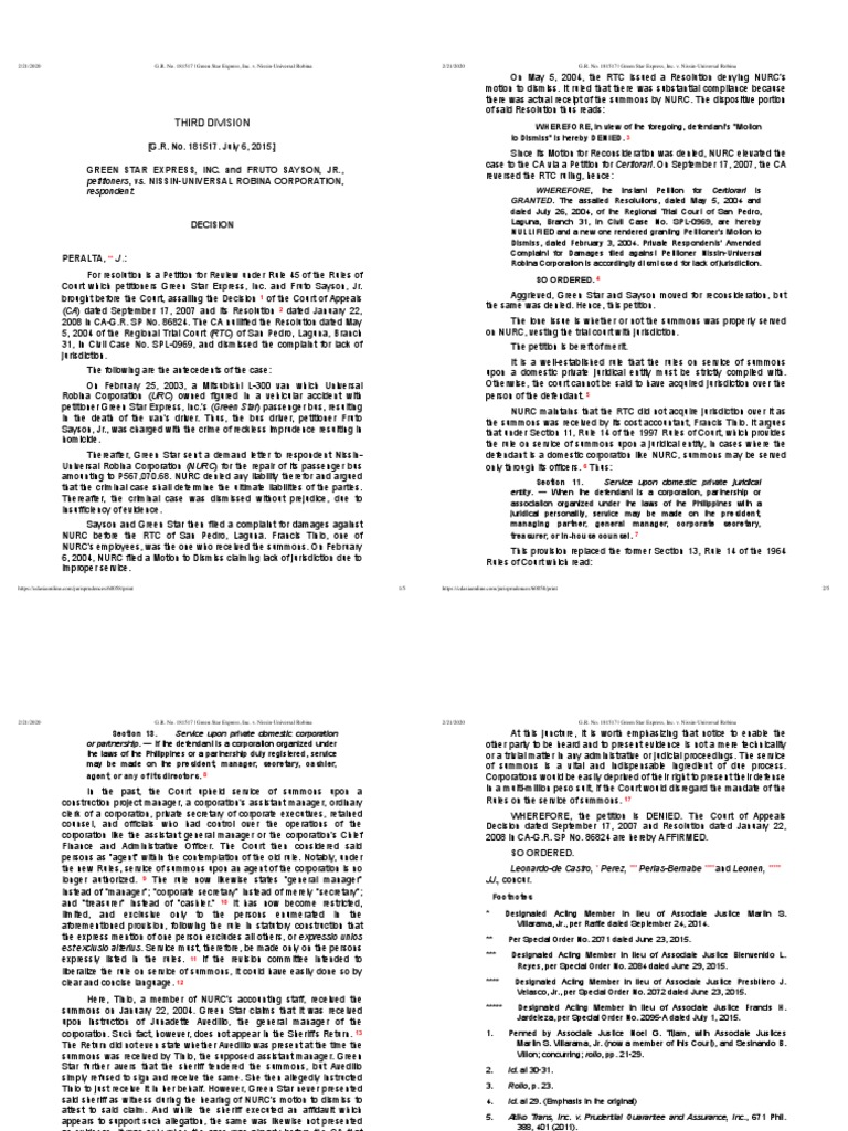 Green Star v. Nissin-Universal Robina Case | PDF | Lawsuit | Complaint