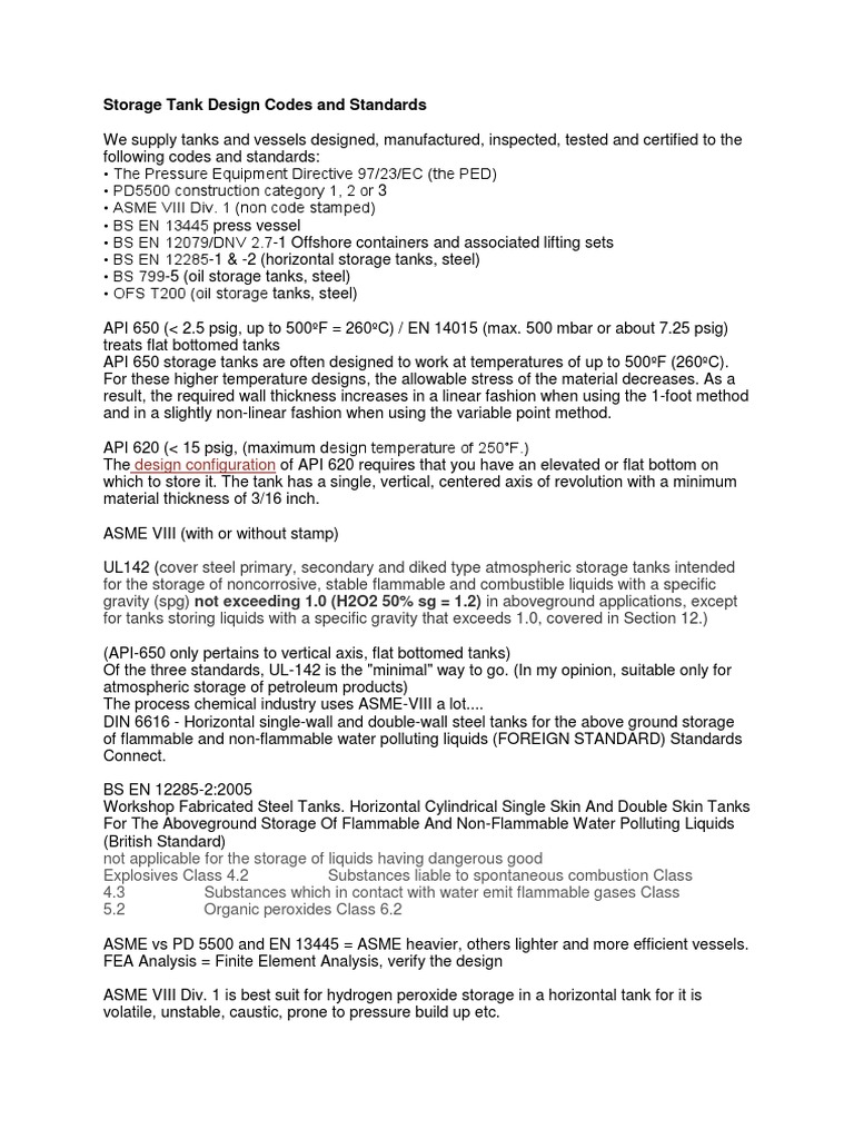 Storage Tank Design Codes Overview | PDF | Stainless Steel | Steel