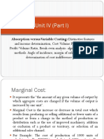 Unit IV (Part I) : Absorption Versus Variable Costing: Distinctive Features