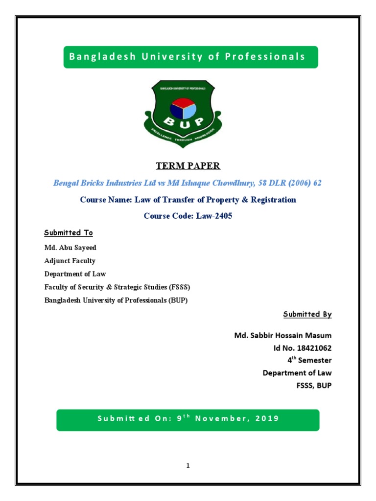 Bangladesh University of Professionals: Term Paper | Download Free PDF ...