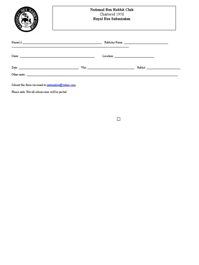 Royal Rex Submission Form | PDF | Sports & Recreation