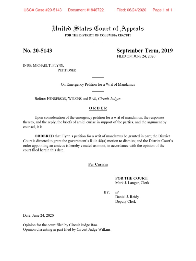 Appeals Court Order - Flynn - 062420 | PDF