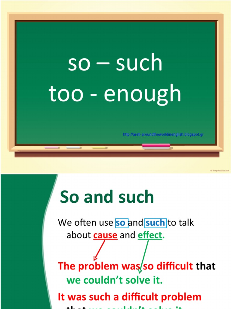 Understanding So, Such, Too, and Enough | PDF | Language Arts ...