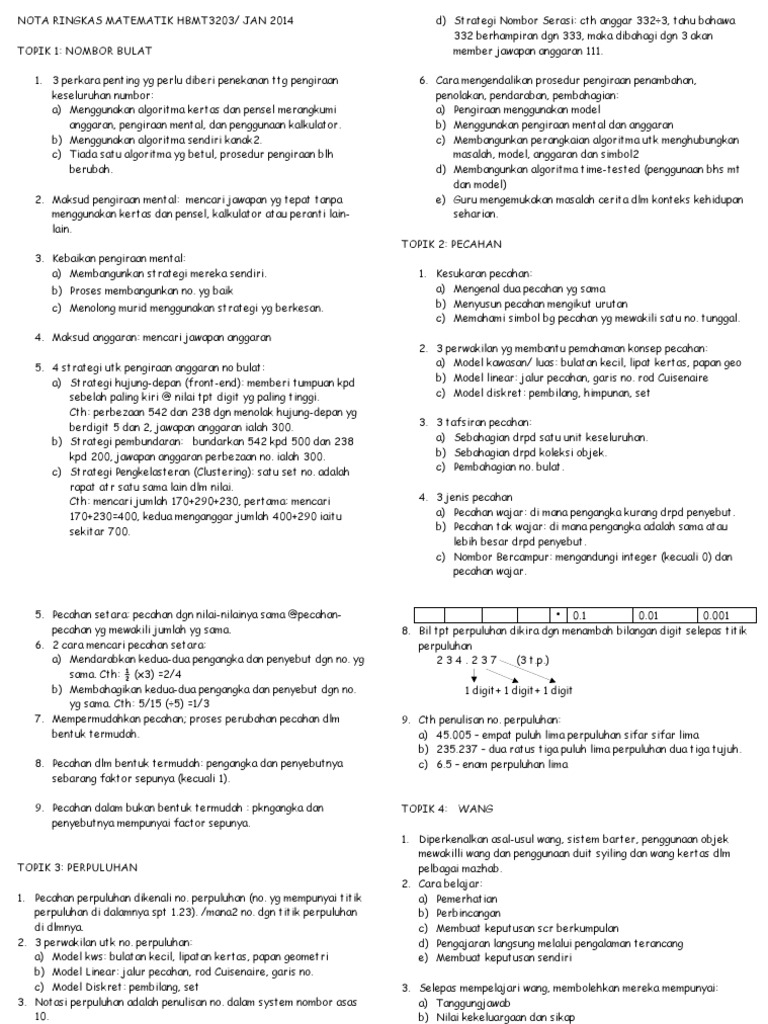 Nota Ringkas Matematik HBMT3203 | PDF