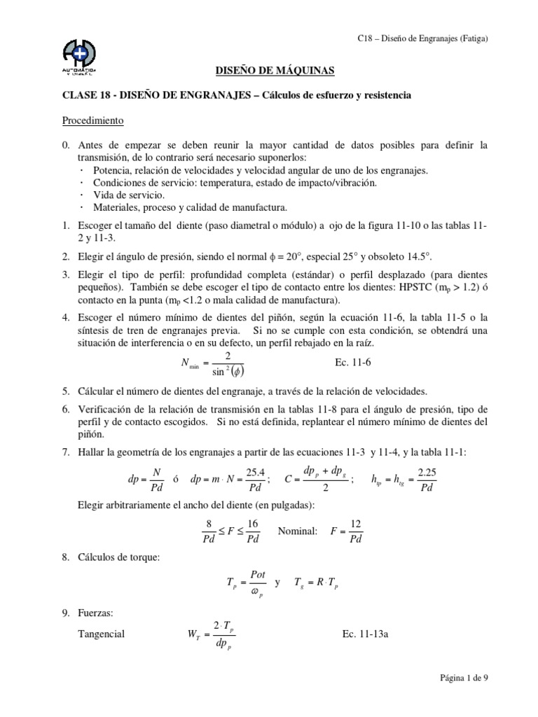 Engranajes Fatiga Clase | PDF | Engranaje | Fatiga (material)