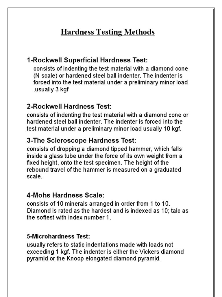 Hardness Testing Methods PDF