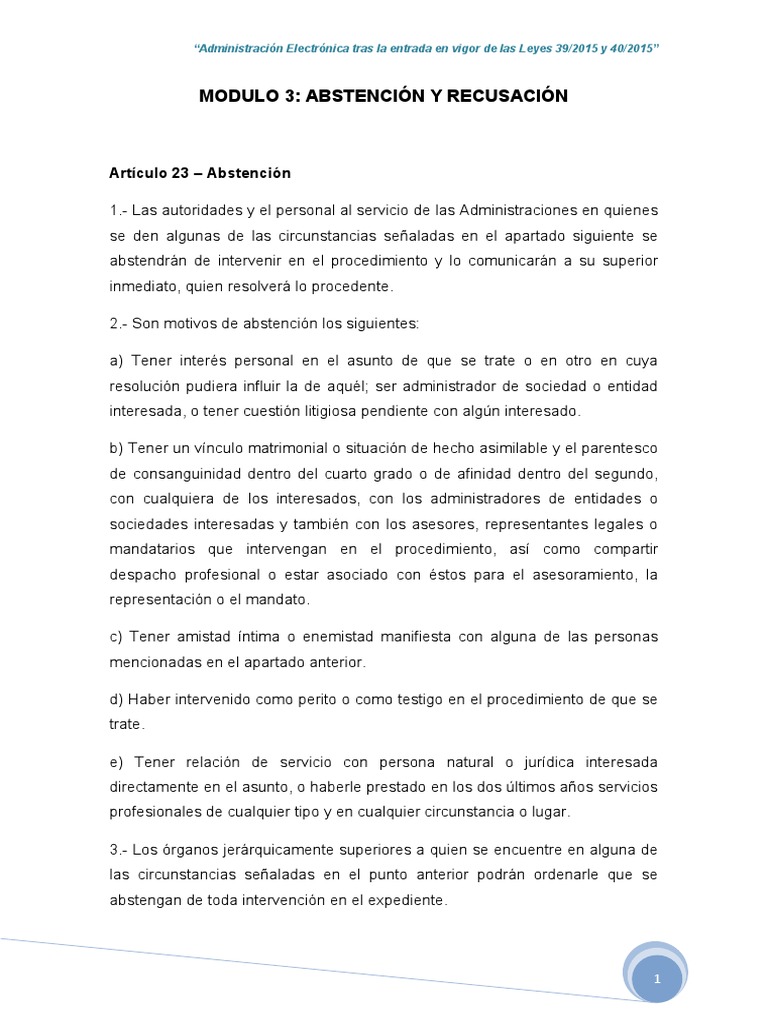 Abstencion Y Recusacion Pdf Esfera Pública Instituciones Sociales