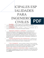 Principales Especialidades Ing - Civil
