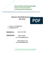 International Islamic University Islamabad Advance Fluid Mechanics Lab Assignment