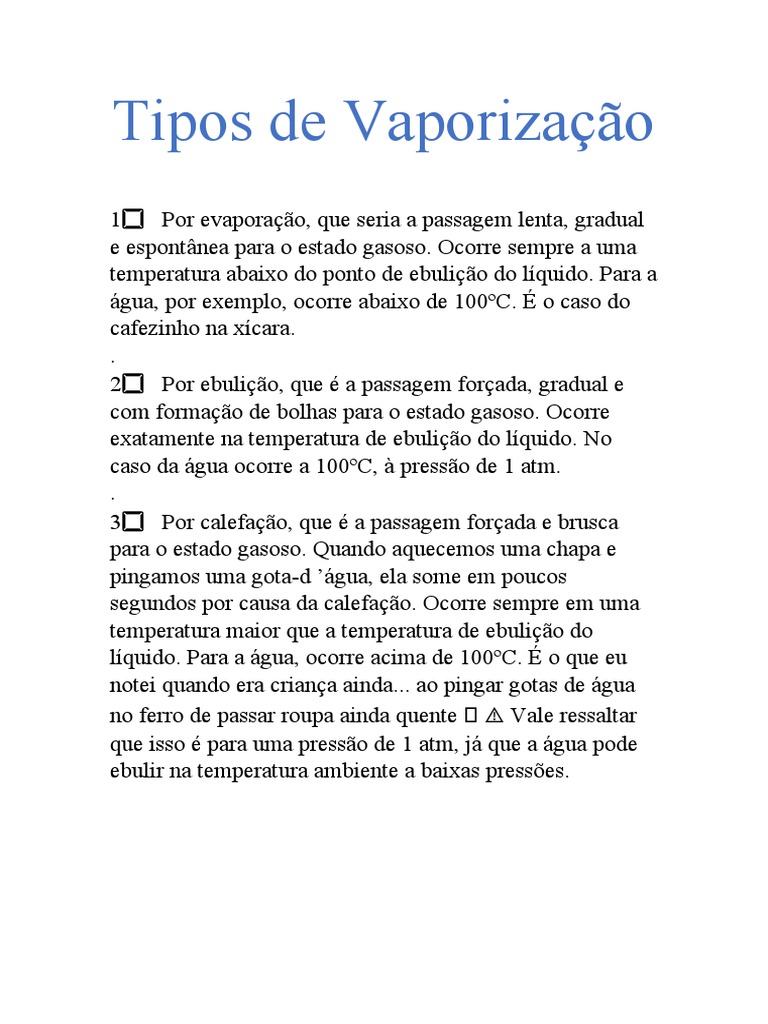 Tipos de Vaporização | PDF | Gastronomia, comida e vinho, image size:768x1024