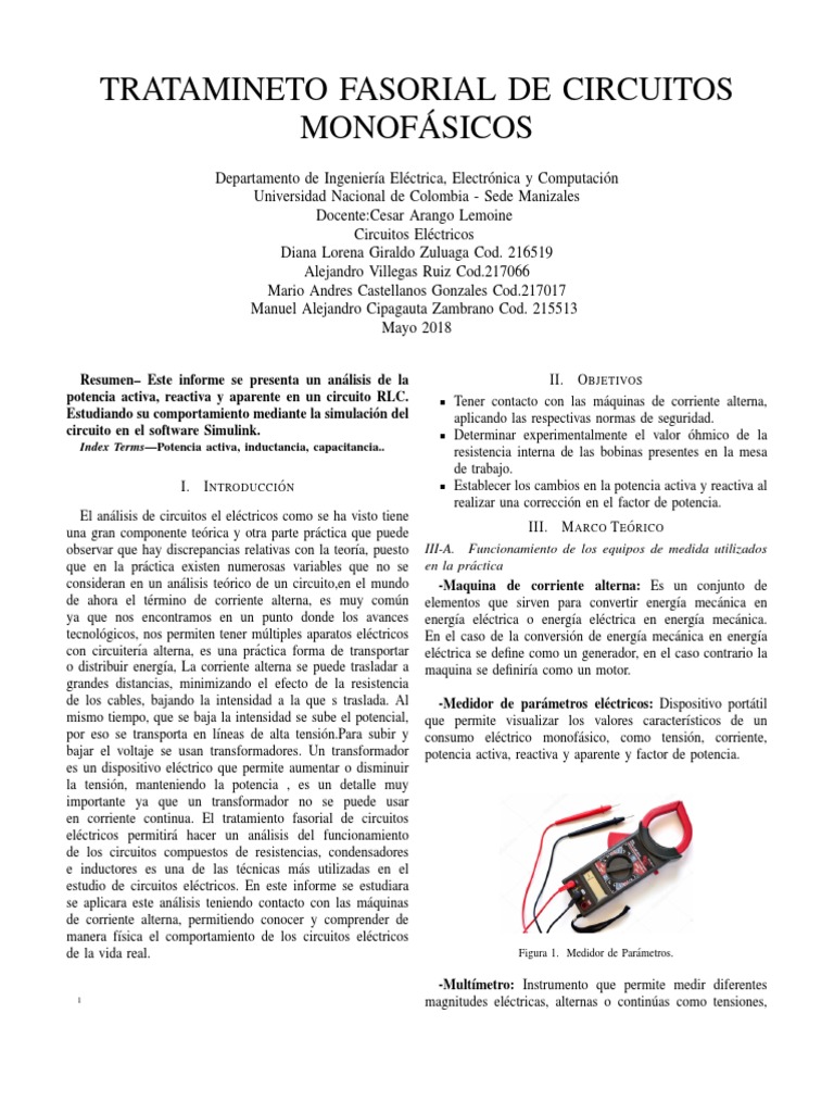 Análisis Fasorial de Circuitos RLC | PDF | Energia electrica ...